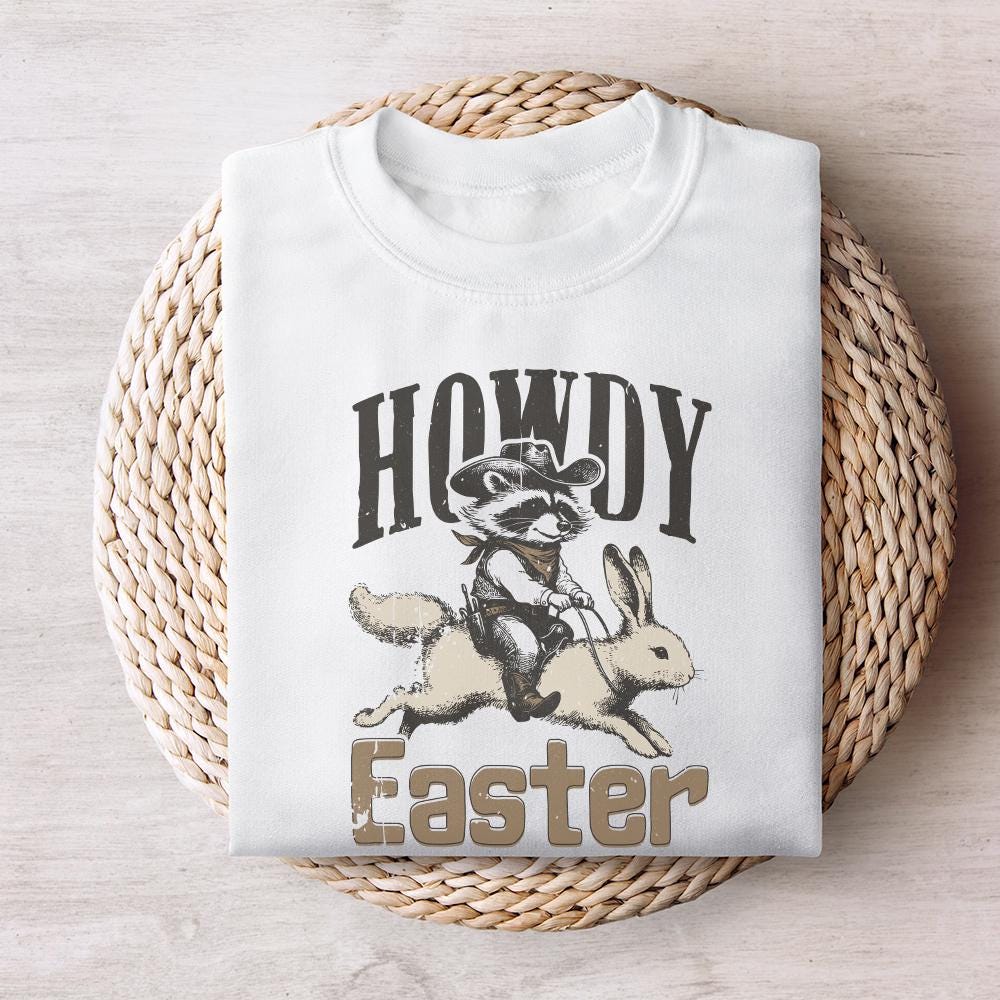 Howdy Easter PNG, Western Easter Raccoon png - 300 DPI Design for T-Shirt