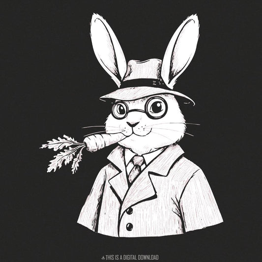 Funny Bunny PNG Design, Retro Easter Bunny Clipart - 300 DPI Design for