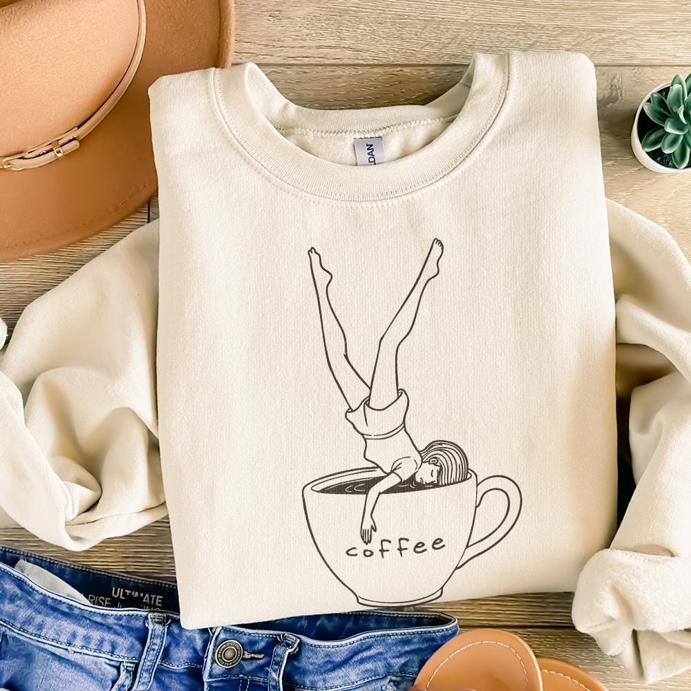 Coffee Lover PNG, Messy Bun Coffee Design - 300 DPI Design for T-Shirt