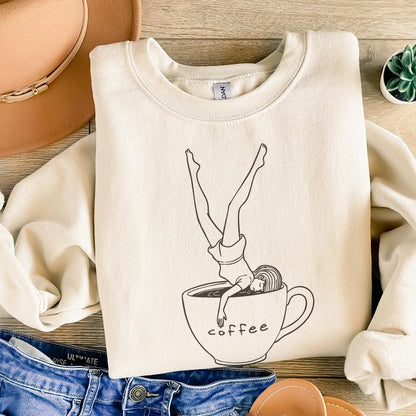 Coffee Lover PNG, Messy Bun Coffee Design - 300 DPI Design for T-Shirt