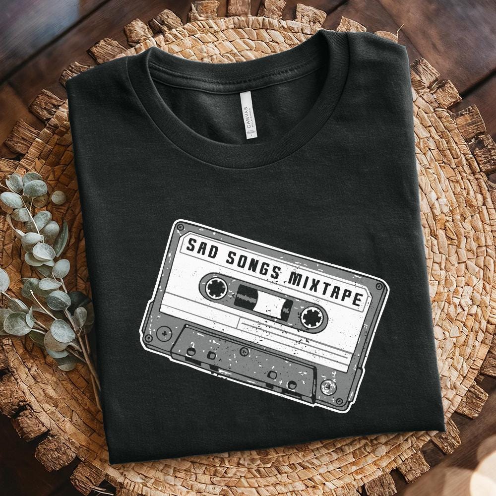 Sad Songs PNG, 90s Cassette Sticker - 300 DPI Design for T-Shirt