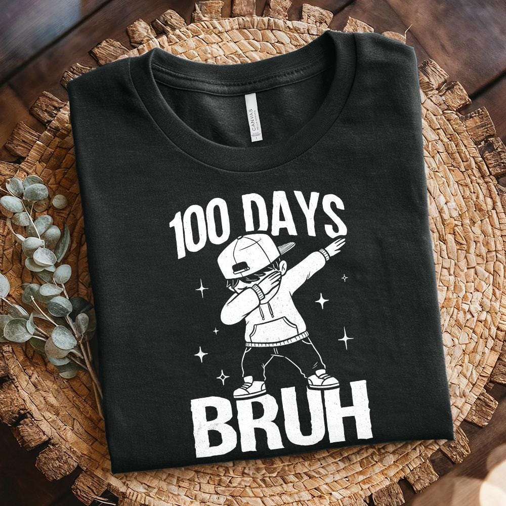 Retro 100 Days Bruh Png, Funny School Design - 300 DPI Design for T-Shirt