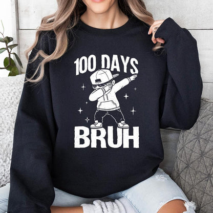 Retro 100 Days Bruh Png, Funny School Design - 300 DPI Design for T-Shirt