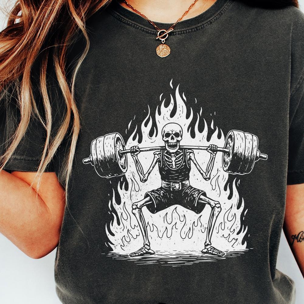 Skeleton Deadlift PNG, Weightlifting Skeleton Digital Download - 300 DPI