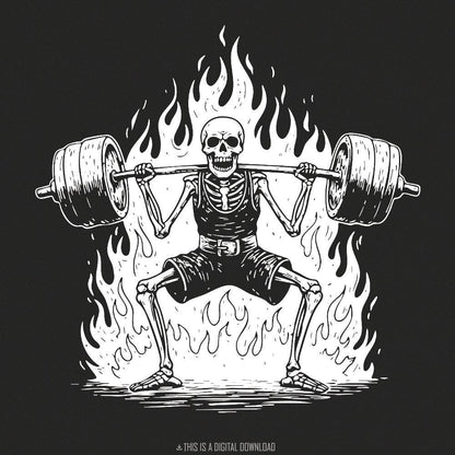 Skeleton Deadlift PNG, Weightlifting Skeleton Digital Download - 300 DPI