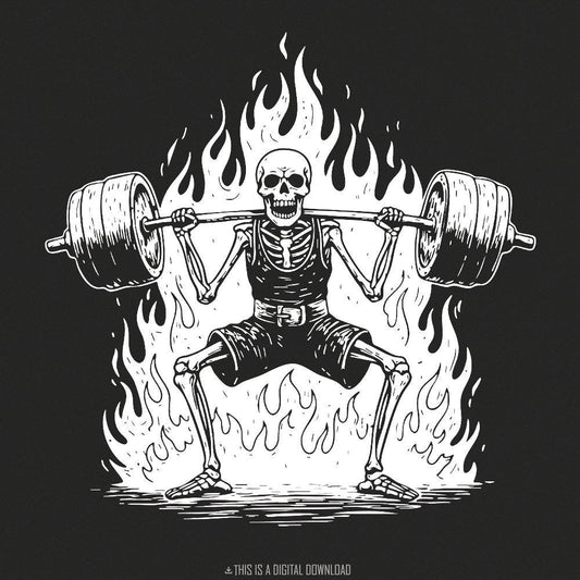 Skeleton Deadlift PNG, Weightlifting Skeleton Digital Download - 300 DPI