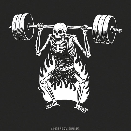 Skeleton Deadlift PNG, Gym Workout Design - 300 DPI Design for T-Shirt