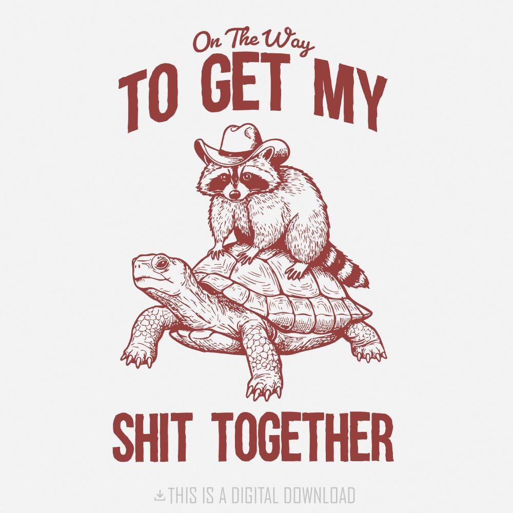 On The Way To Get My Life Together PNG, Funny Raccoon png - 300 DPI