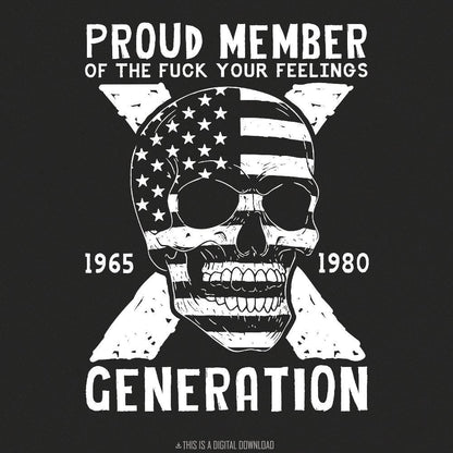 Gen X Halloween Png, Funny Skull Png - 300 DPI Design for T-Shirt