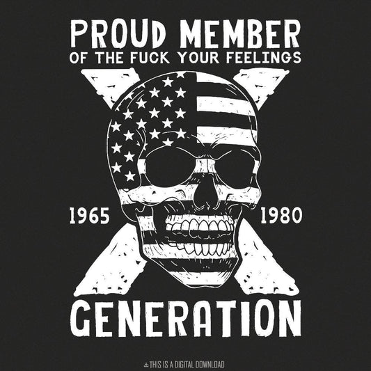 Gen X Halloween Png, Funny Skull Png - 300 DPI Design for T-Shirt