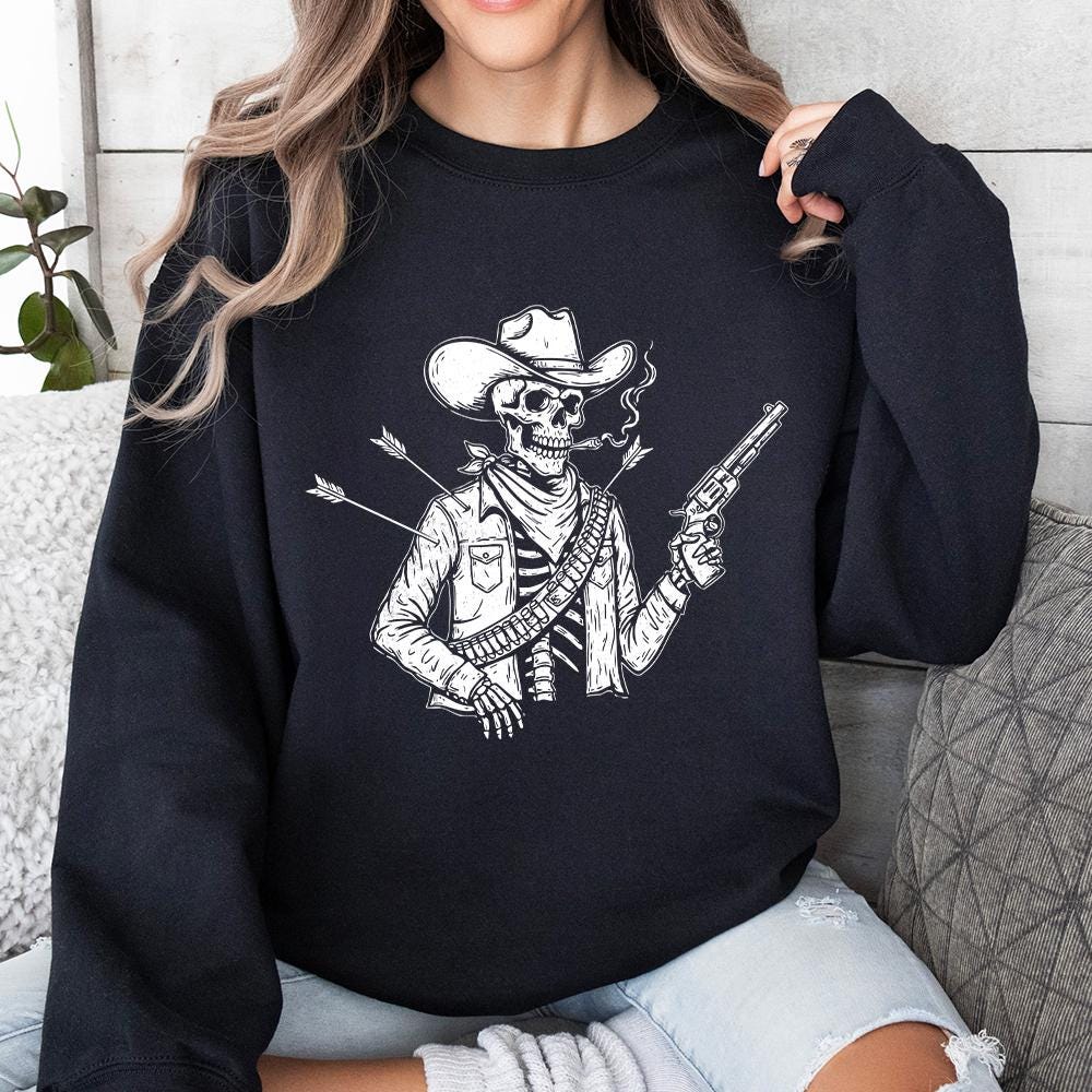 Funny Cowboy Skeleton PNG, Western Humor Design - 300 DPI Design for