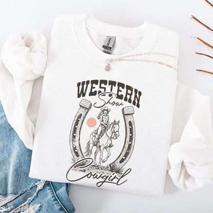 Western Show Cowgirl PNG - Hand Drawn Horse Clipart, Rustic County Fair &