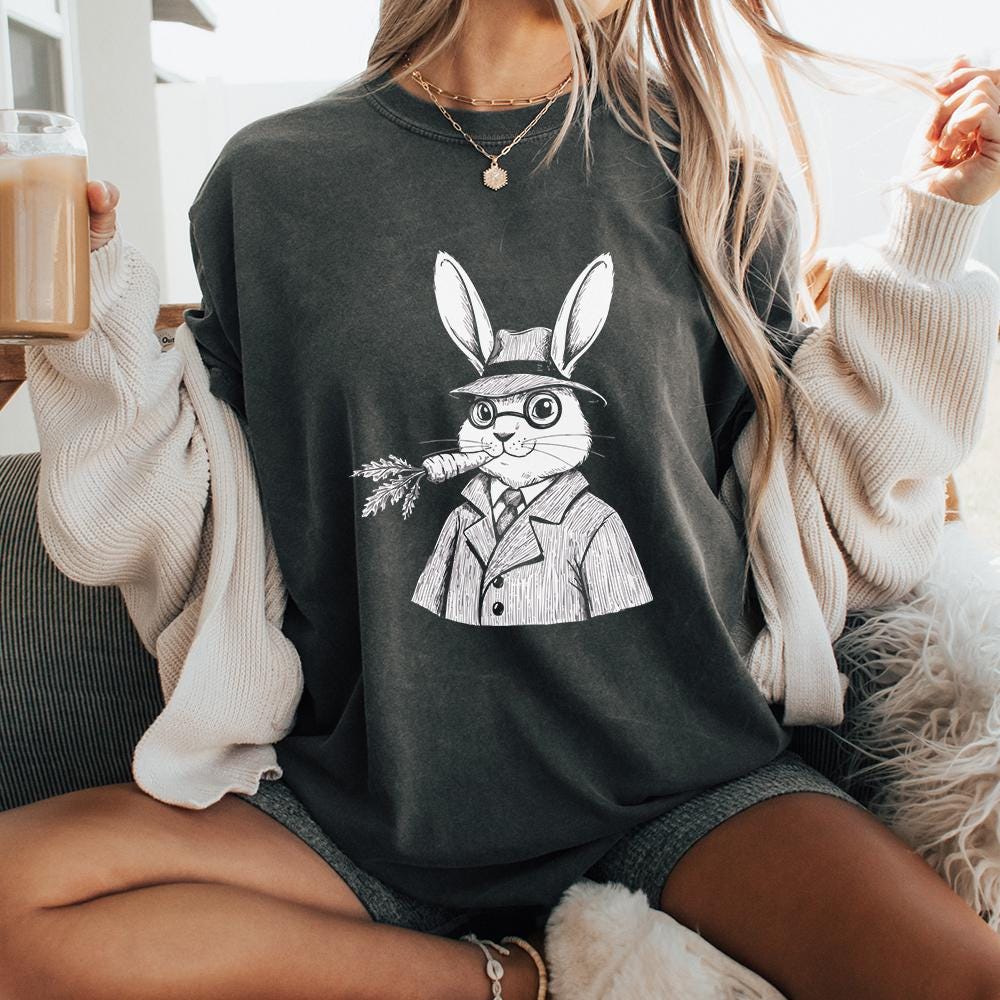 Funny Bunny PNG Design, Retro Easter Bunny Clipart - 300 DPI Design for