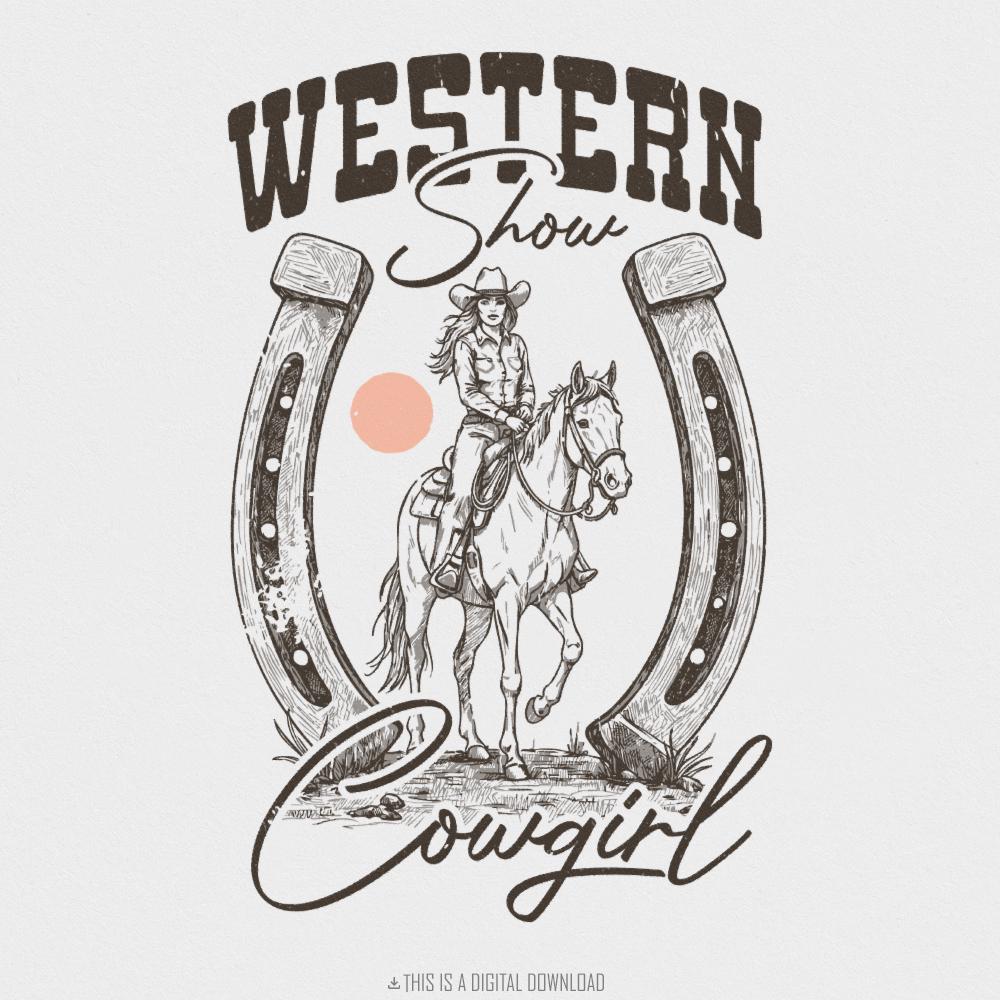 Western Show Cowgirl PNG - Hand Drawn Horse Clipart, Rustic County Fair &