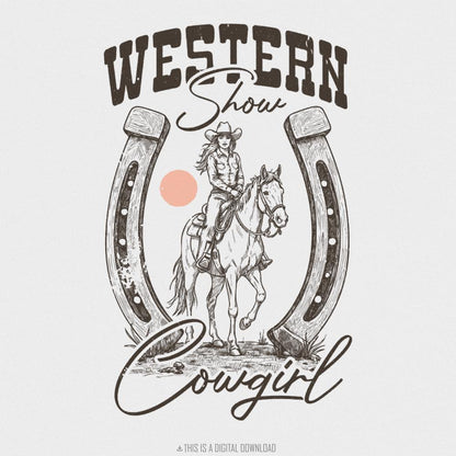 Western Show Cowgirl PNG - Hand Drawn Horse Clipart, Rustic County Fair &