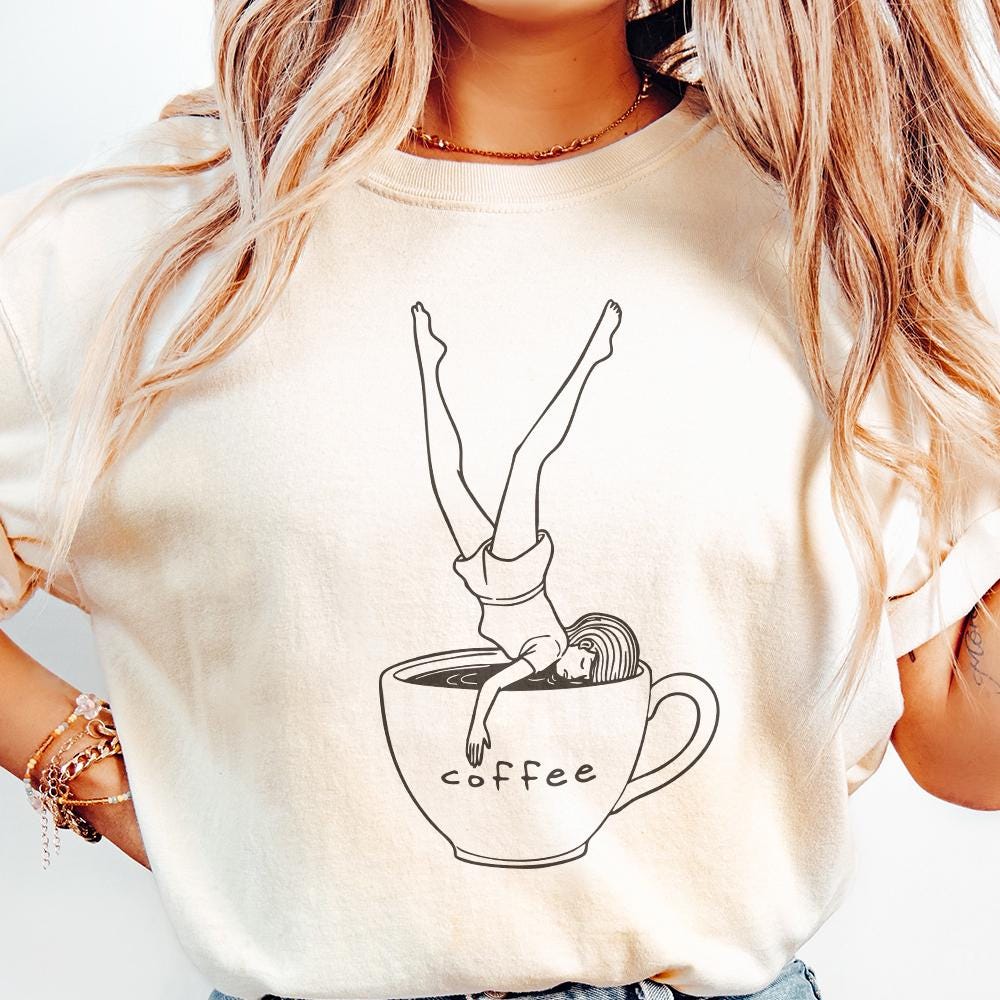 Coffee Lover PNG, Messy Bun Coffee Design - 300 DPI Design for T-Shirt