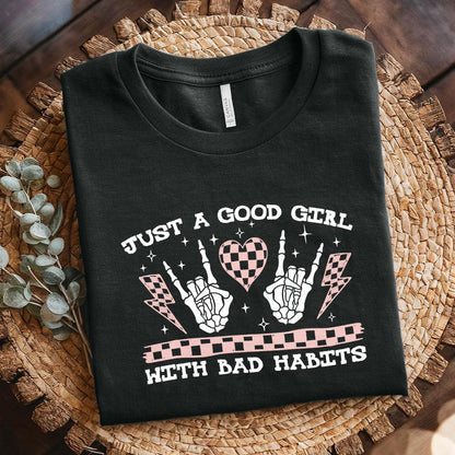 Good Girl with Bad Habits PNG, Snarky Humor Design - 300 DPI Design for