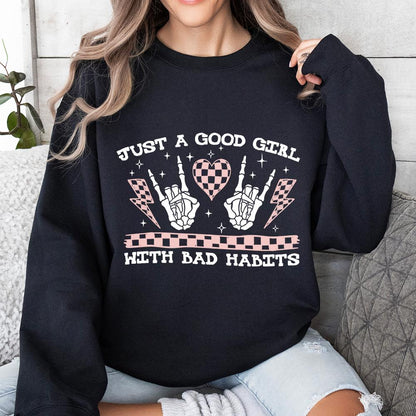 Good Girl with Bad Habits PNG, Snarky Humor Design - 300 DPI Design for