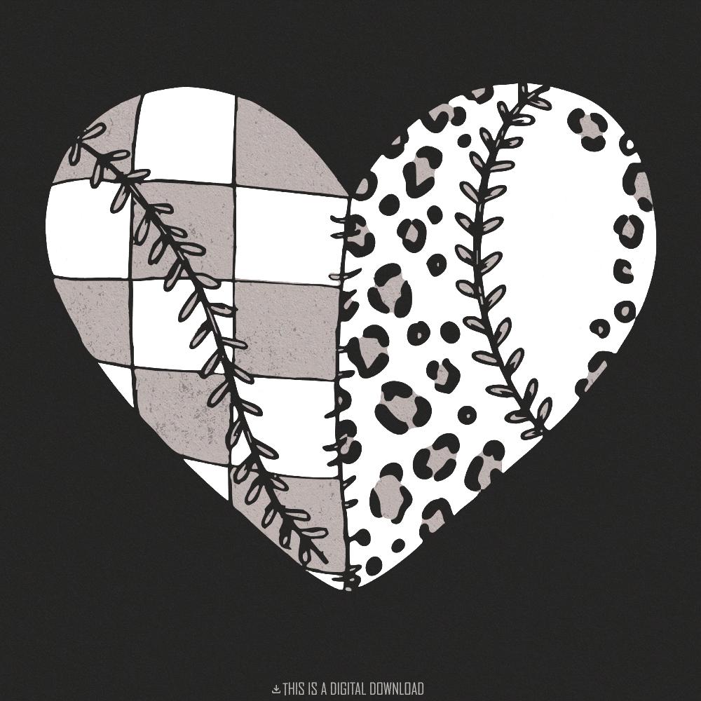 Softball Baseball Heart PNG, Sports Sublimation - 300 DPI Design for