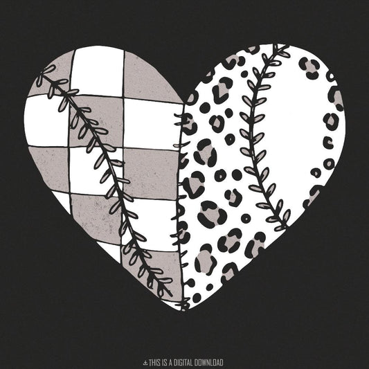 Softball Baseball Heart PNG, Sports Sublimation - 300 DPI Design for