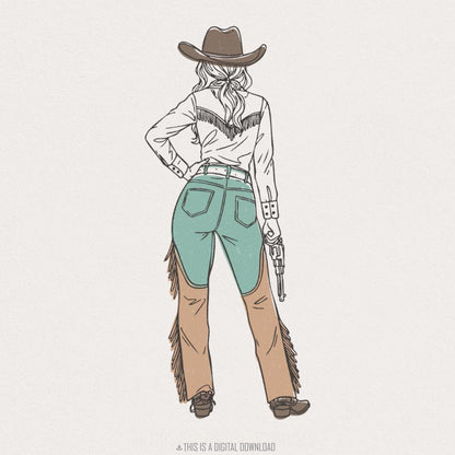 Cowgirl Style PNG, Western Fashion Design - 300 DPI Design for T-Shirt