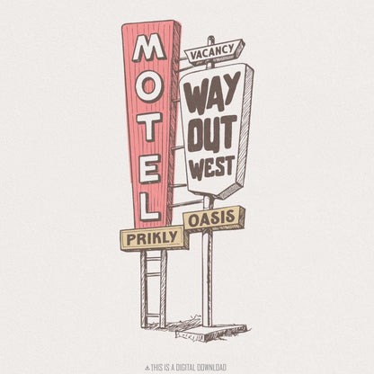 Way Out West PNG Sublimation, Western Boho Design - 300 DPI Design for