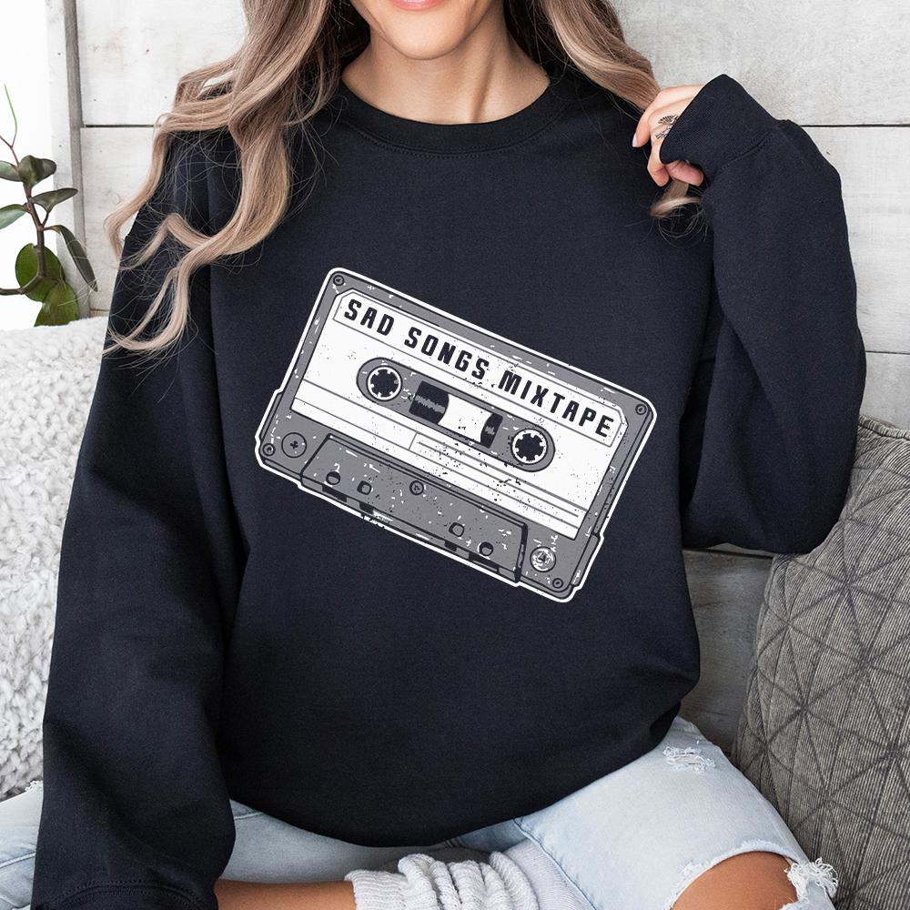 Sad Songs PNG, 90s Cassette Sticker - 300 DPI Design for T-Shirt