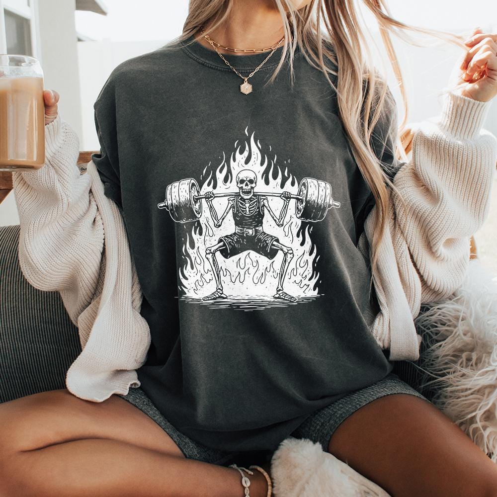 Skeleton Deadlift PNG, Weightlifting Skeleton Digital Download - 300 DPI