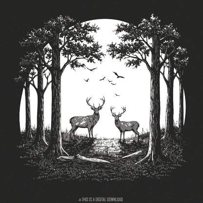 Whitetail Buck PNG Download, Deer Art - 300 DPI Design for T-Shirt