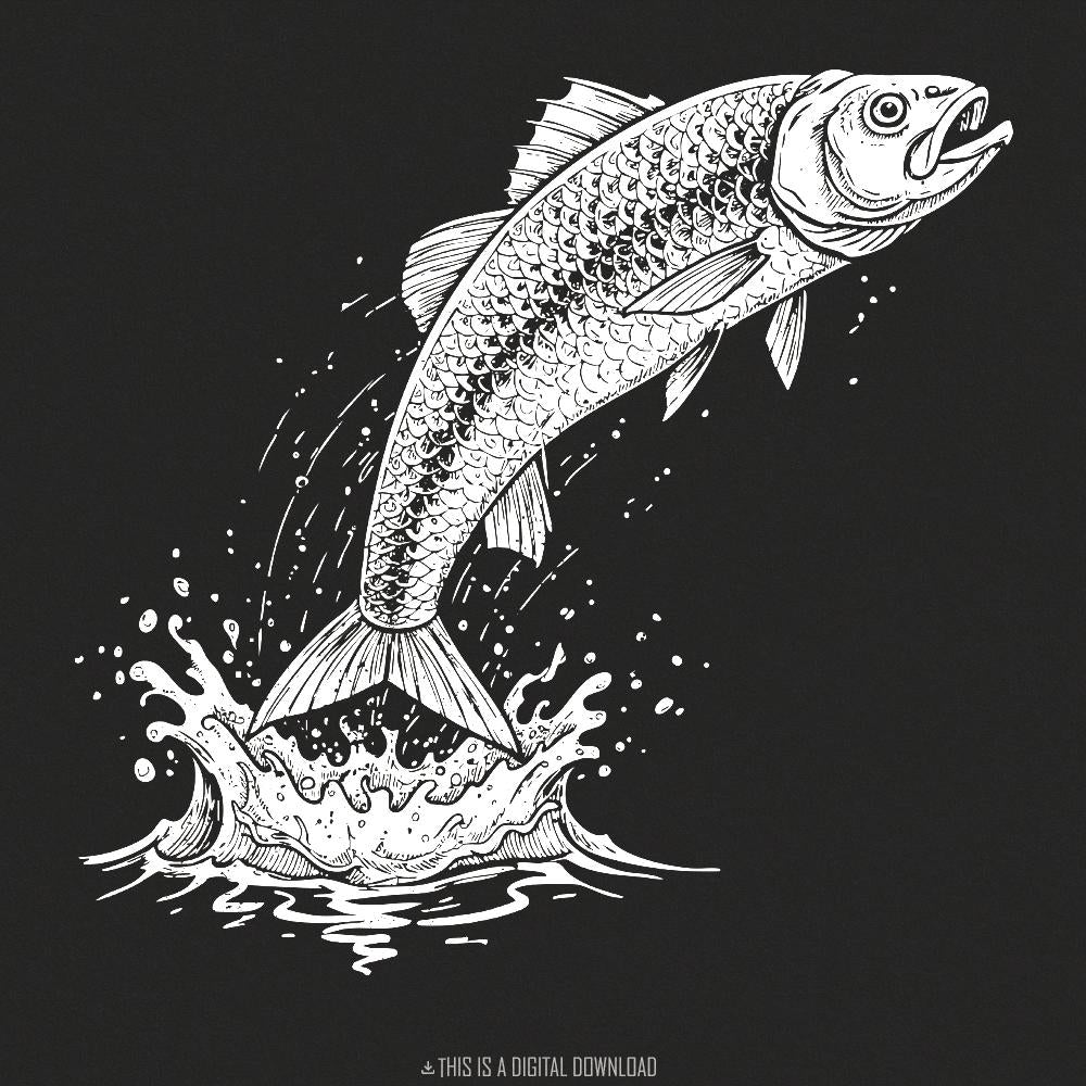 Bass Fishing PNG, Big Mouth Bass Digital Art - 300 DPI Design for T-Shirt