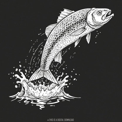 Bass Fishing PNG, Big Mouth Bass Digital Art - 300 DPI Design for T-Shirt