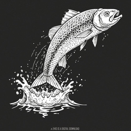 Bass Fishing PNG, Big Mouth Bass Digital Art - 300 DPI Design for T-Shirt