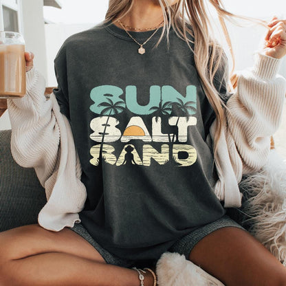 Sun Salt Sand PNG, Retro Summer Vibes PNG - 300 DPI Design for T-Shirt