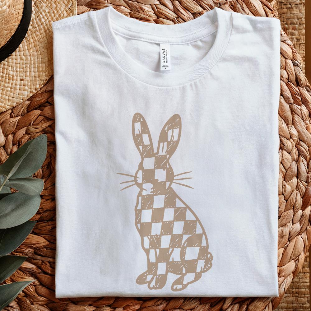 Checkered Grunge Easter Bunny PNG, Distressed Sublimation File - 300 DPI