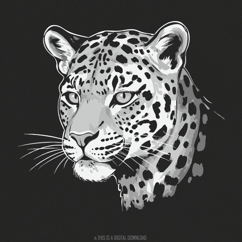 Leopard Illustration, Wild Cat Animal PNG - 300 DPI Design for T-Shirt
