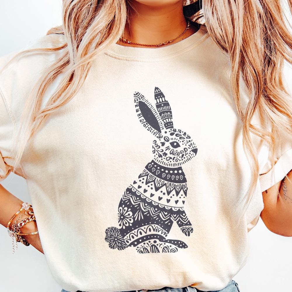 Easter Bunny PNG, Floral Bunny png - 300 DPI Design for T-Shirt