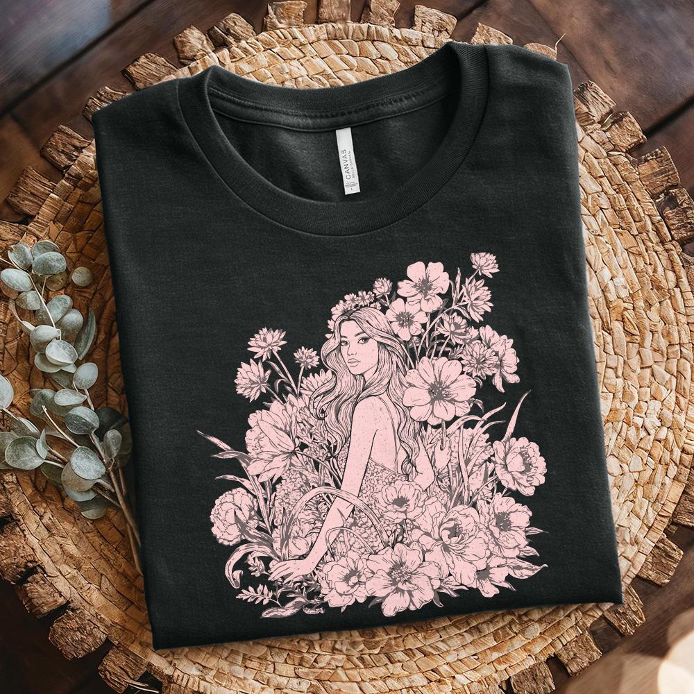 Floral Woman Portrait PNG, Elegant Feminine Illustration - 300 DPI Design