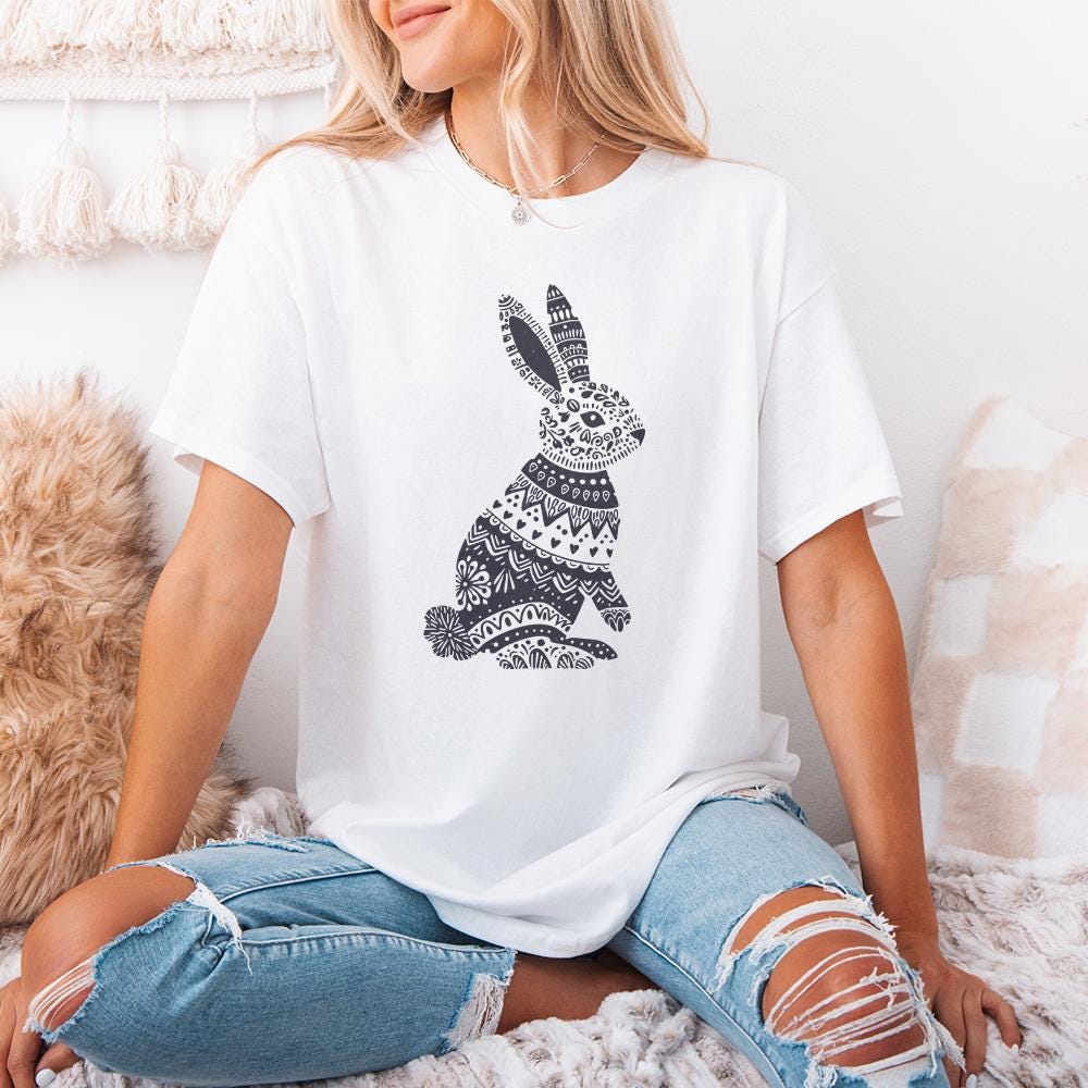 Easter Bunny PNG, Floral Bunny png - 300 DPI Design for T-Shirt