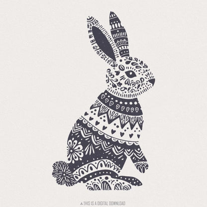 Easter Bunny PNG, Floral Bunny png - 300 DPI Design for T-Shirt