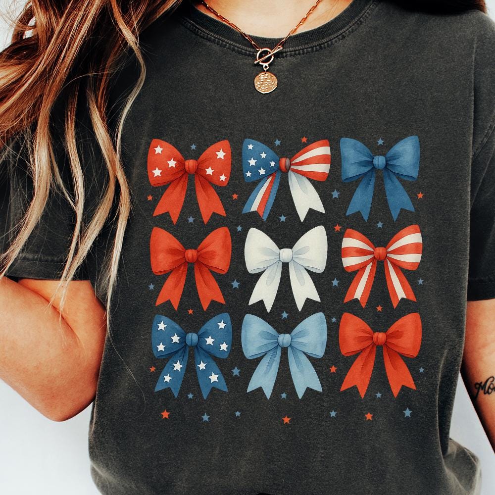 Patriotic Bow Clipart Bundle, Red White Blue Ribbon Bows - 300 DPI Design