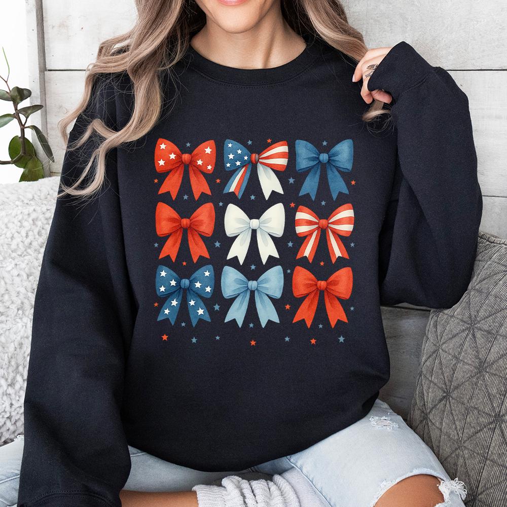 Patriotic Bow Clipart Bundle, Red White Blue Ribbon Bows - 300 DPI Design