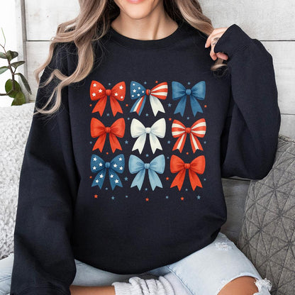 Patriotic Bow Clipart Bundle, Red White Blue Ribbon Bows - 300 DPI Design