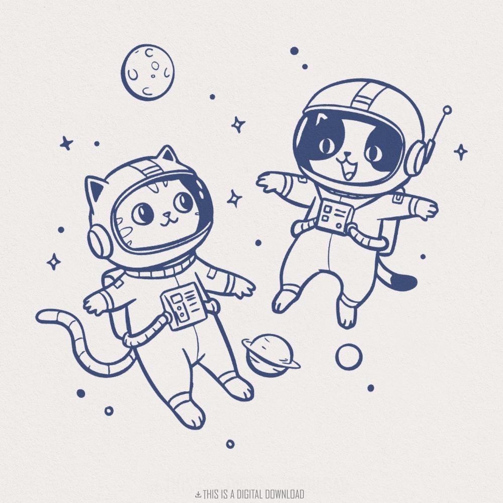 Cats In Space Vintage Retro, Cat Lover png - 300 DPI Design for T-Shirt