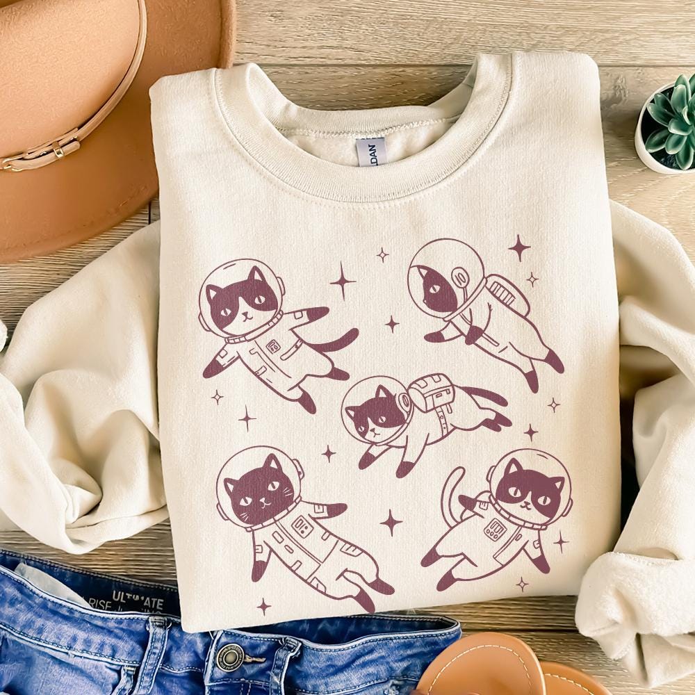 Cats In Space Vintage Retro Alt 2, Cat Lover png - 300 DPI Design for
