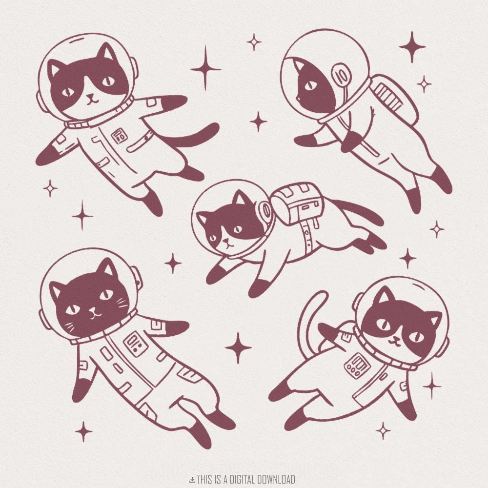 Cats In Space Vintage Retro Alt 2, Cat Lover png - 300 DPI Design for