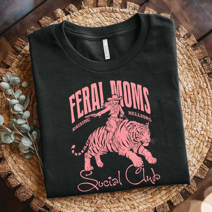 Feral Moms Social Club PNG, Vintage Cowboy - 300 DPI Design for T-Shirt