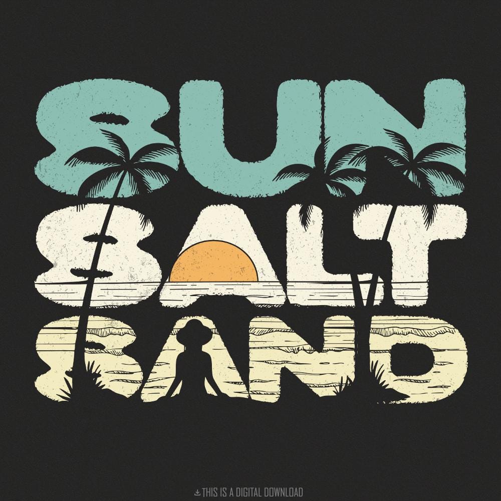Sun Salt Sand PNG, Retro Summer Vibes PNG - 300 DPI Design for T-Shirt