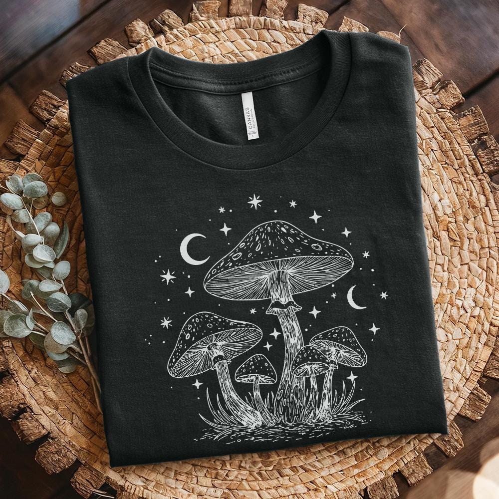 Mushroom and Moon PNG, Mystical Toadstool Night Scene - 300 DPI Design