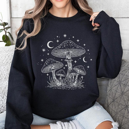 Mushroom and Moon PNG, Mystical Toadstool Night Scene - 300 DPI Design