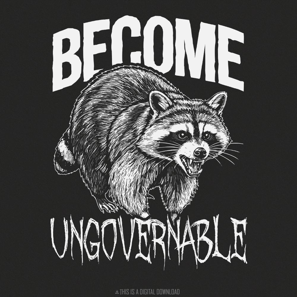 Vintage Angry Raccoon PNG, Trash Panda Meme Graphic - 300 DPI Design for